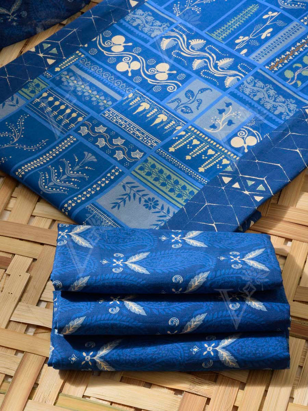 Blue Cotton Dress Material