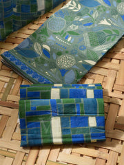 Green and Blue Cotton Dress Material