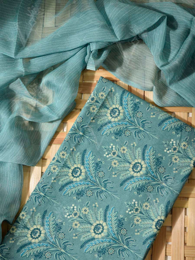 Blue Cotton Dress Material