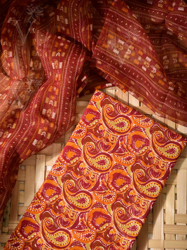 Brown  Cotton Dress Material
