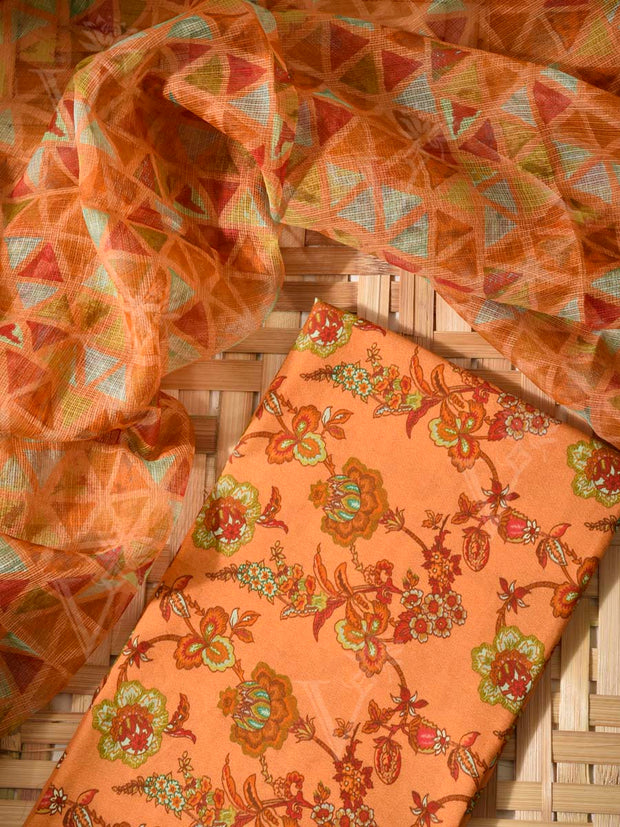 Peach Cotton Dress Material