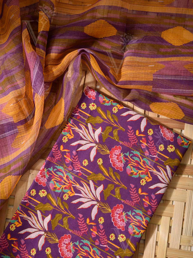 Violet Cotton Dress Material