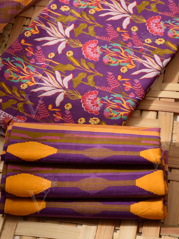 Violet Cotton Dress Material