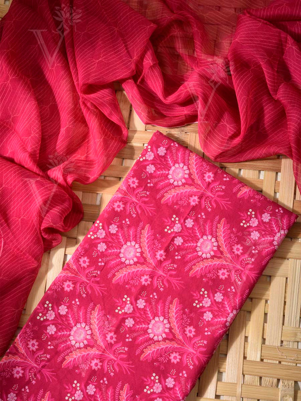 Pink Cotton Dress Material
