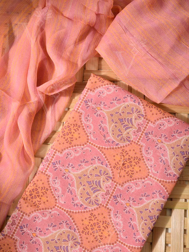 Pink Cotton Dress Material