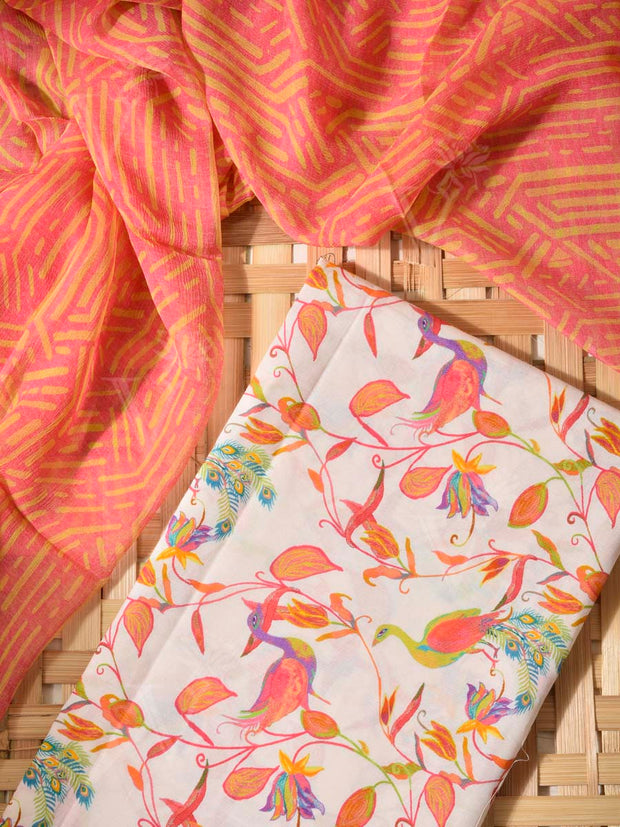 Peach Cotton Dress Material