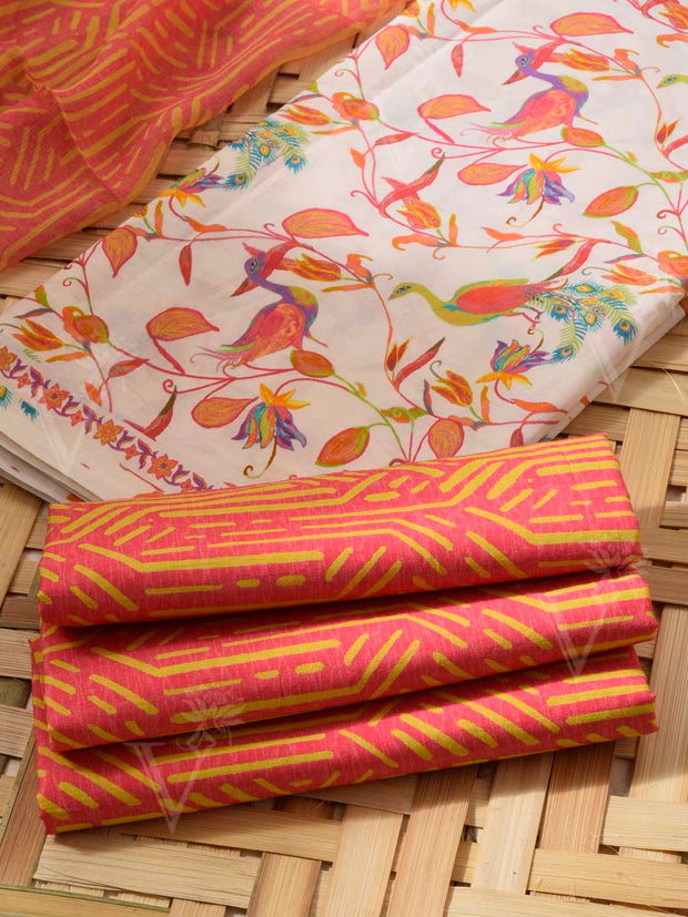 Peach Cotton Dress Material