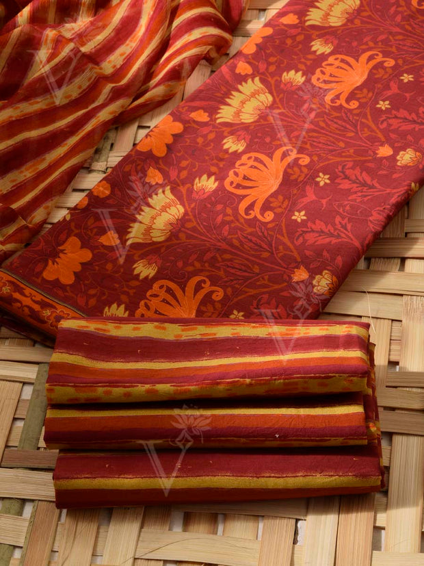 Brown  Cotton Dress Material