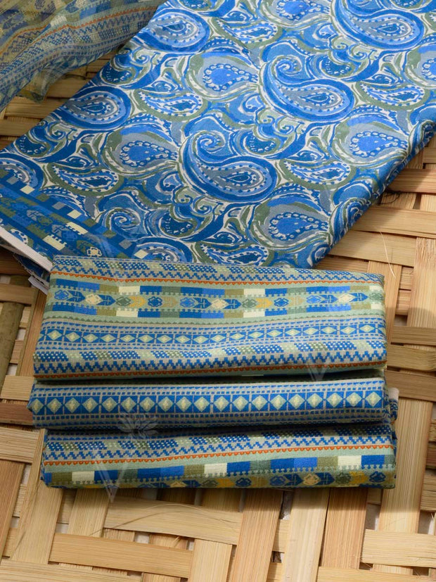 Blue Cotton Dress Material