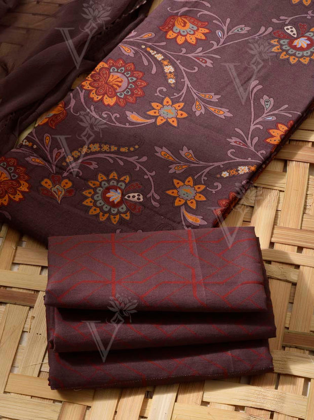 Brown  Cotton Dress Material