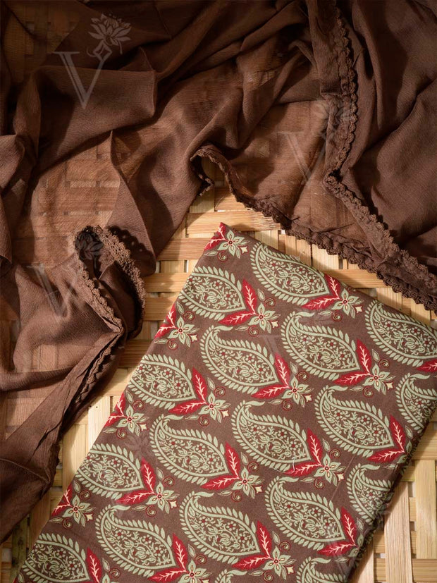 Brown  Cotton Dress Material