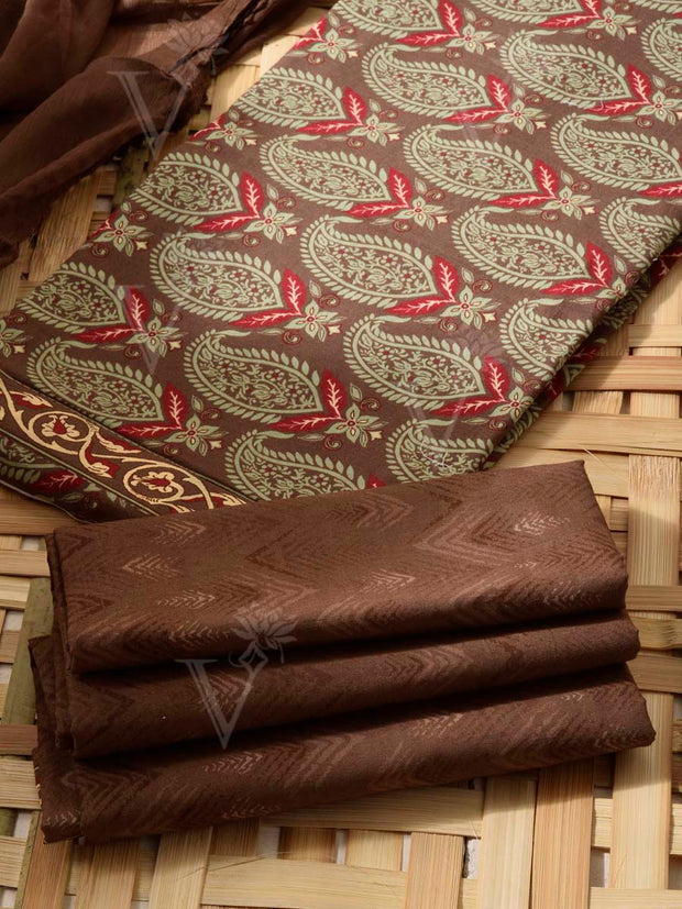 Brown  Cotton Dress Material
