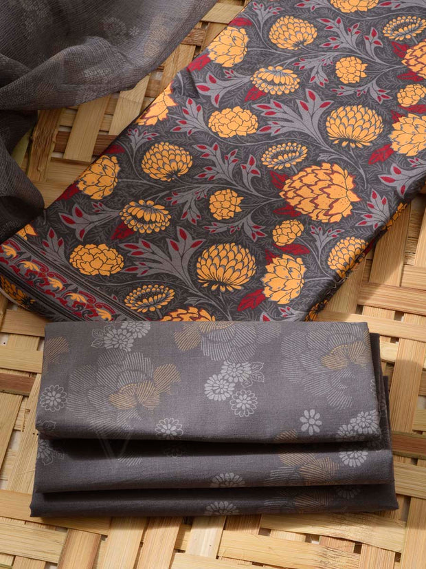 Grey Cotton Dress Material