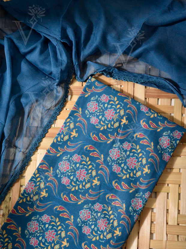 Blue Cotton Dress Material