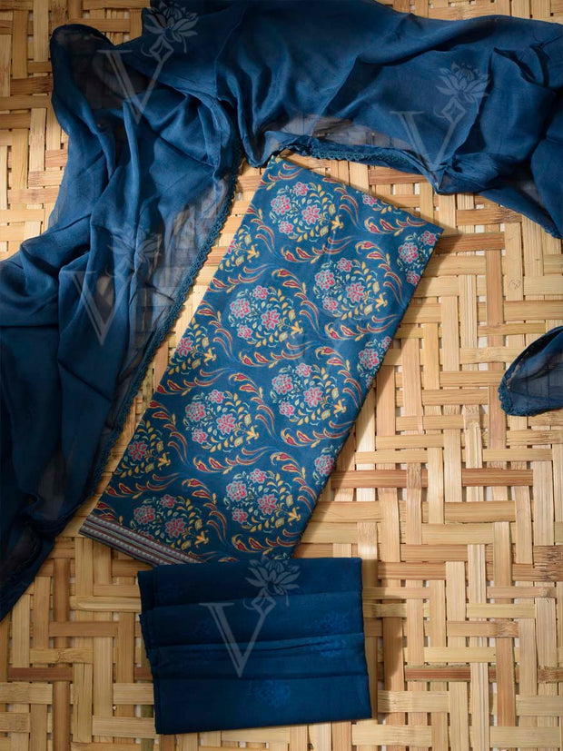 Blue Cotton Dress Material
