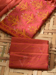 Carrot Red Cotton Dress Material