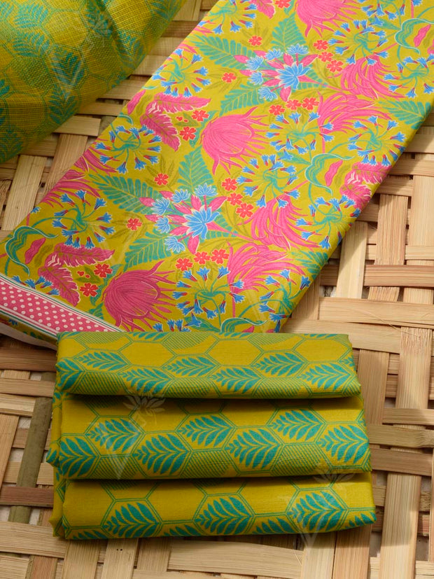 Green Cotton Dress Material