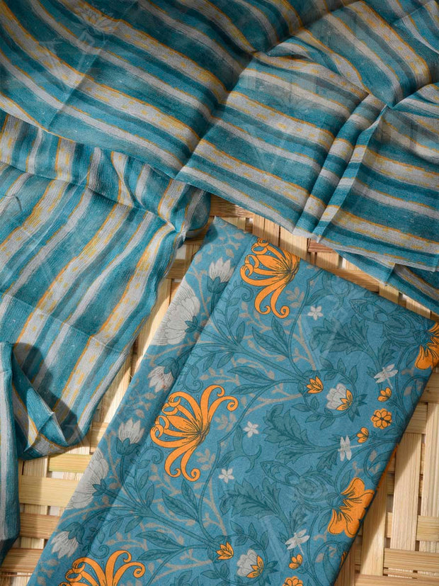 Blue Cotton Dress Material