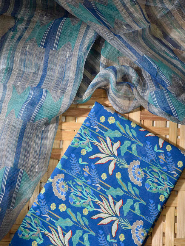 Blue Cotton Dress Material