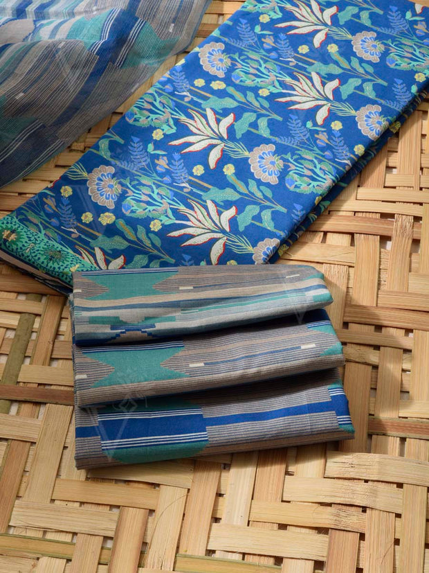 Blue Cotton Dress Material