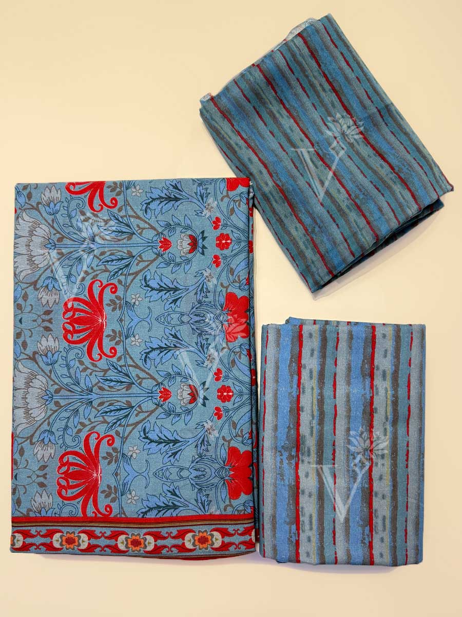 Buy Blue Cotton Dress Material Online – Vasansi Jaipur