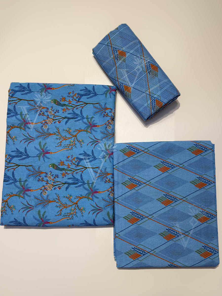Buy Sky Blue Cotton Dress Material Online – Vasansi Jaipur