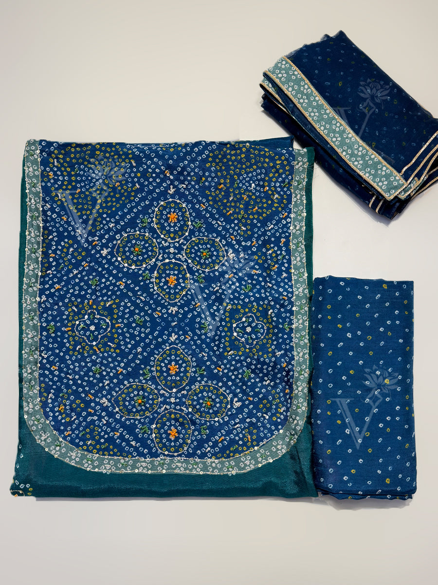 Buy Blue and Peacock Blue Vasansi Silk Dress Material Online  Vasansi  Jaipur