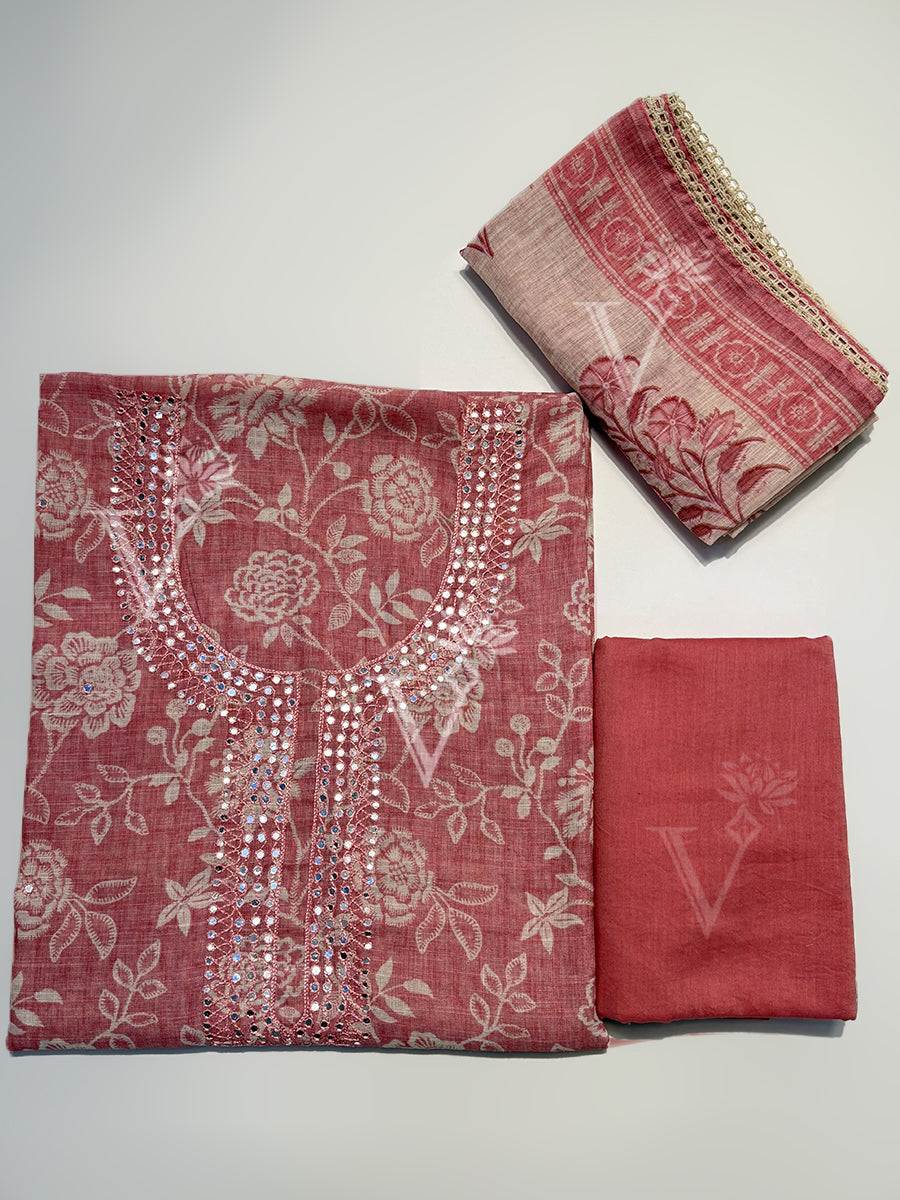 Buy Pink Linen Dress Material Online – Vasansi Jaipur