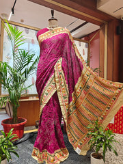 Pink Bandhani Gajji Silk Saree