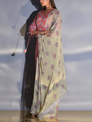 Light Sage Green Floral Printed Suit Set