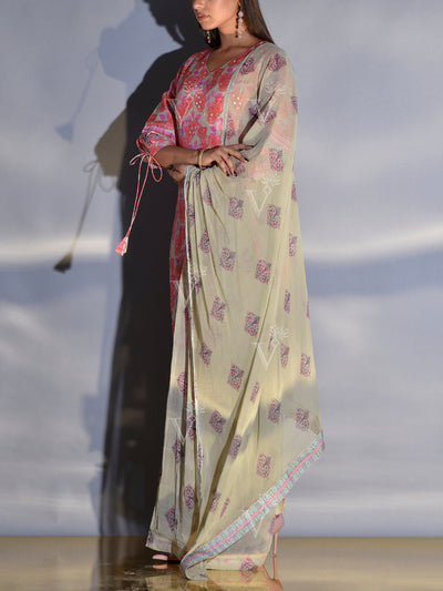Light Sage Green Floral Printed Suit Set