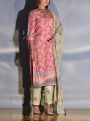 Light Sage Green Floral Printed Suit Set