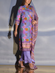 Soft Purple Vasansi Silk Floral Printed Suit Set