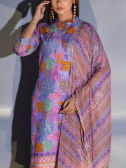 Soft Purple Vasansi Silk Floral Printed Suit Set