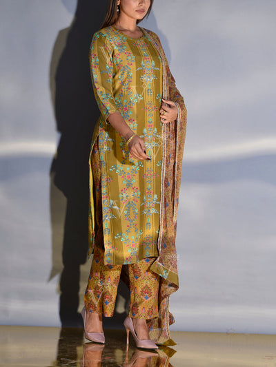 Green Vasansi Silk Printed Suit Set