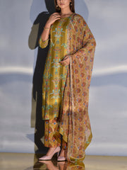 Green Vasansi Silk Printed Suit Set