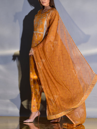Mustard Vasansi Silk Printed Suit Set
