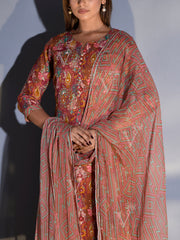 Brown Vasansi Silk Printed Suit Set