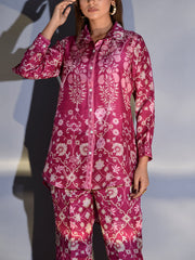 Raspberry Pink Vasansi Silk Printed Co Ord Set