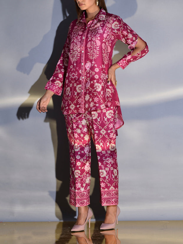 Raspberry Pink Vasansi Silk Printed Co Ord Set