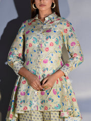 Light Green Vasansi Silk Asymmetric Printed Co Ord Set