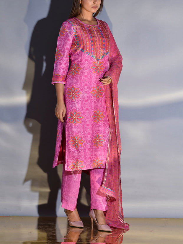 Pink Vasansi Silk Printed Co Ord Set