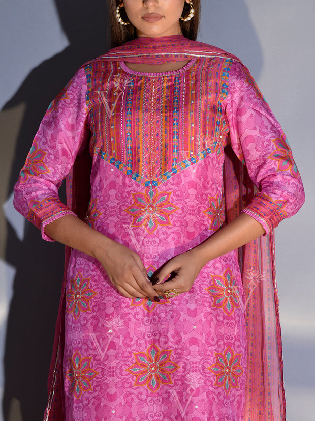 Pink Vasansi Silk Printed Co Ord Set