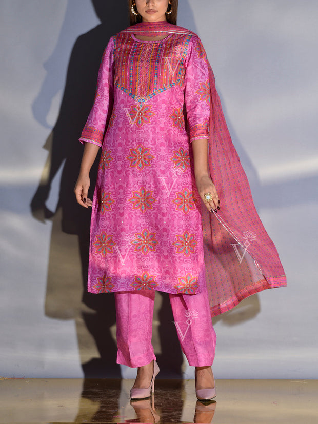 Pink Vasansi Silk Printed Co Ord Set