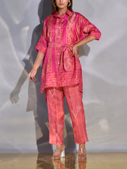 Pink Vasansi Silk Kaftan Set