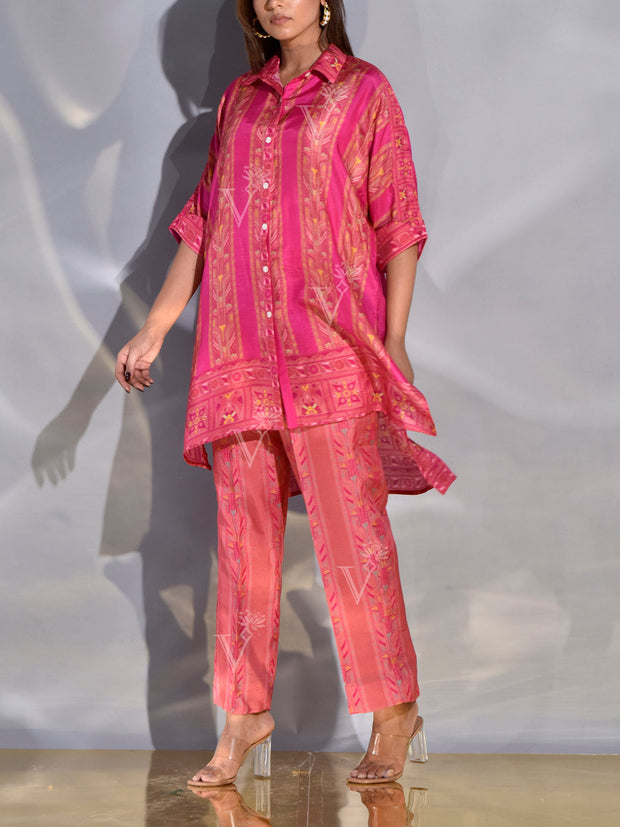 Pink Vasansi Silk Kaftan Set