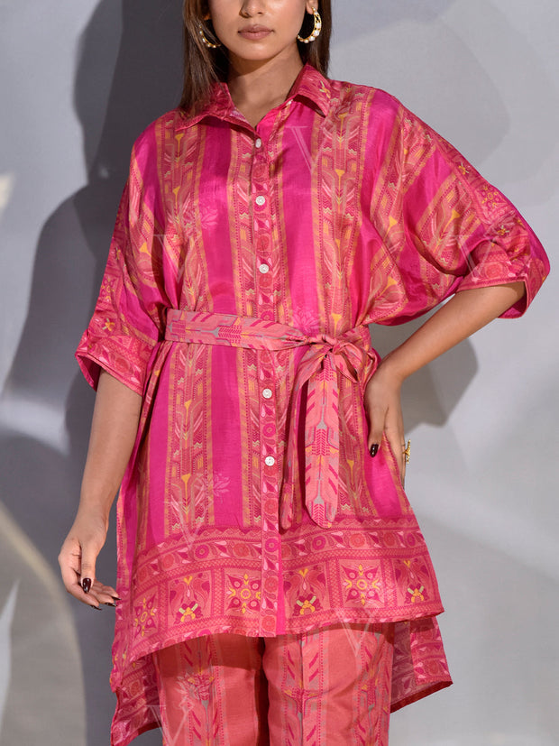 Pink Vasansi Silk Kaftan Set