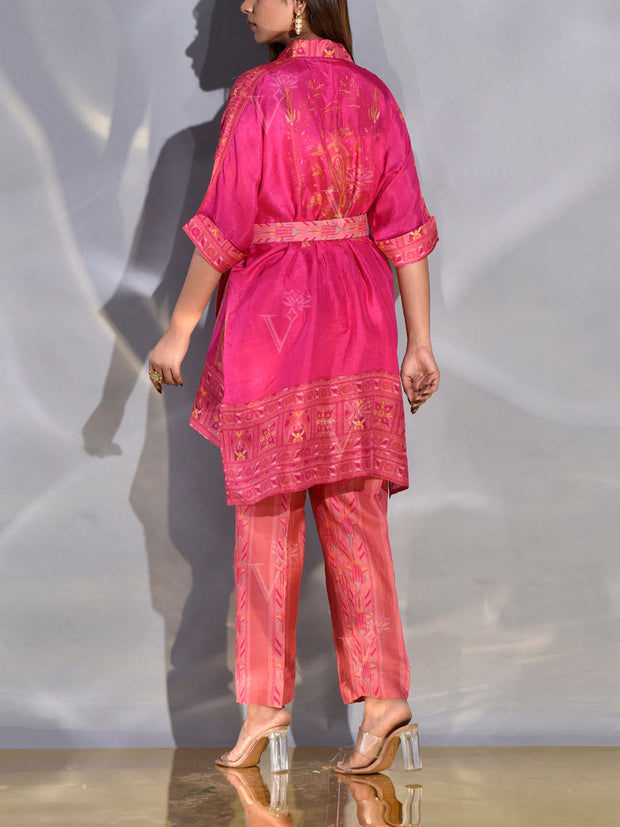 Pink Vasansi Silk Kaftan Set