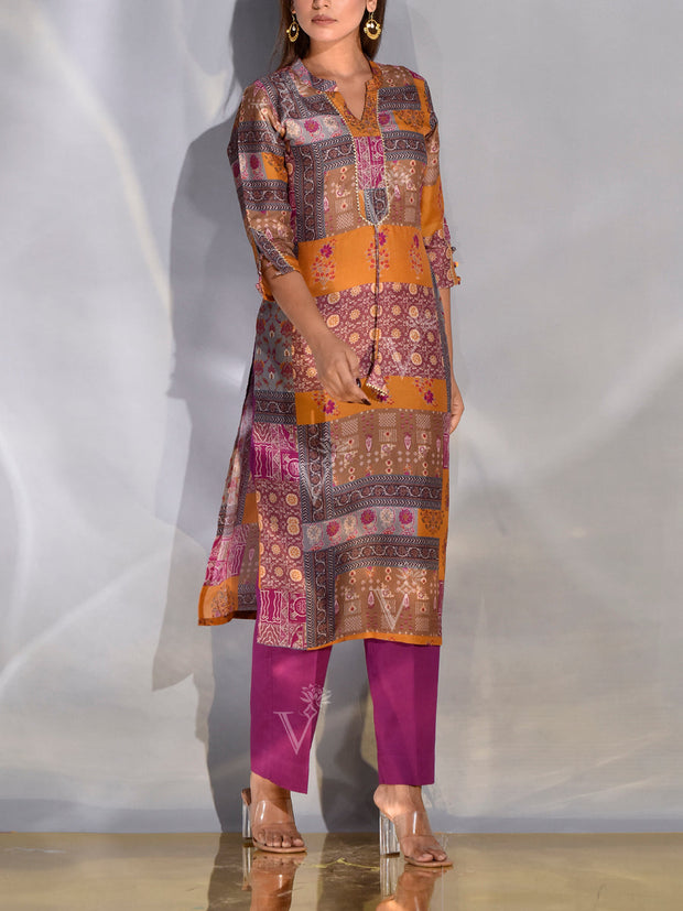 Multi Color Vasansi Silk Printed Kurta