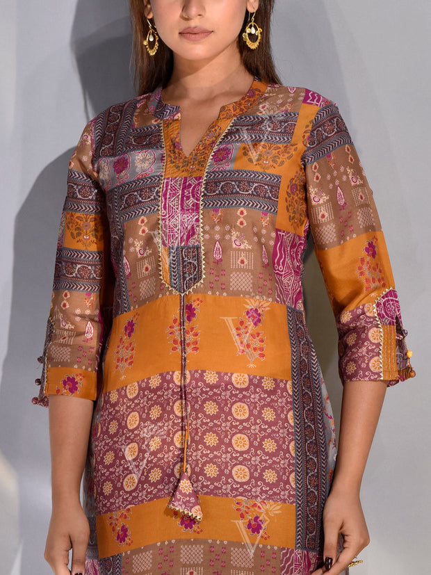 Multi Color Vasansi Silk Printed Kurta